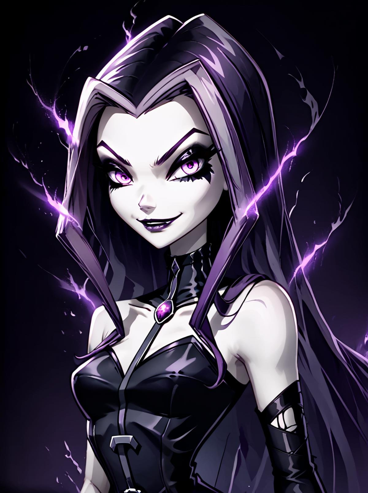 score_9, score_8_up, score_7_up, <lora:WinxAndTrixPony:0.8>,winxtrix,Darcy,1 girl, solo, long wavy dark purple hair, violet eyes, wearing a dark purple gothic outfit with a high collar, gothic style, slender build, mischievous smile, pale skin, mysterious aura, dark magic.,<lora:Ghotic_haunted_world:1>
