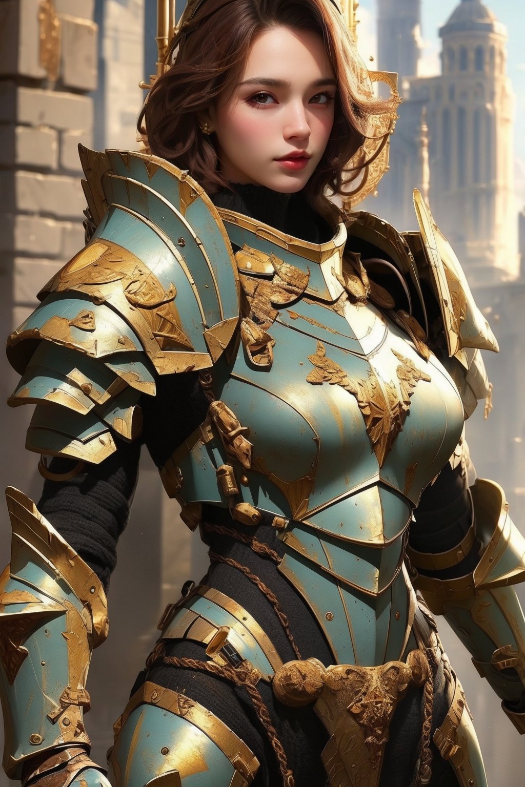  girl, 8k, masterpiece, ultra-realistic, best quality, high resolution, high definition,  heavy thick armor,