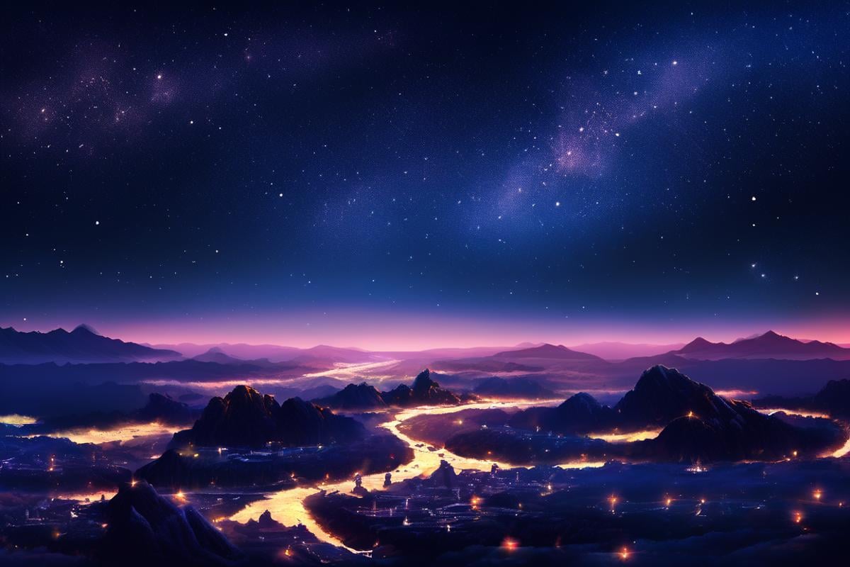 scenery,landscape,starry sky, sky, night,4esthet1c, <lora:noc-AestheticScene_Pony:0.8>