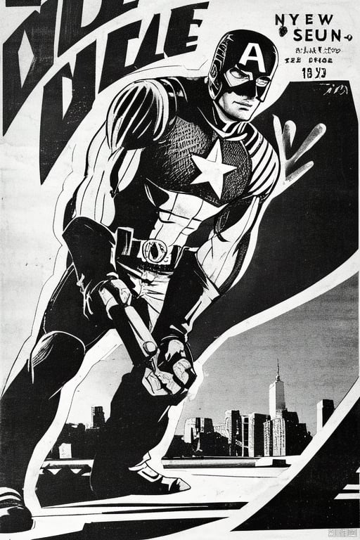 Captain America,New York City,manv,greyscale