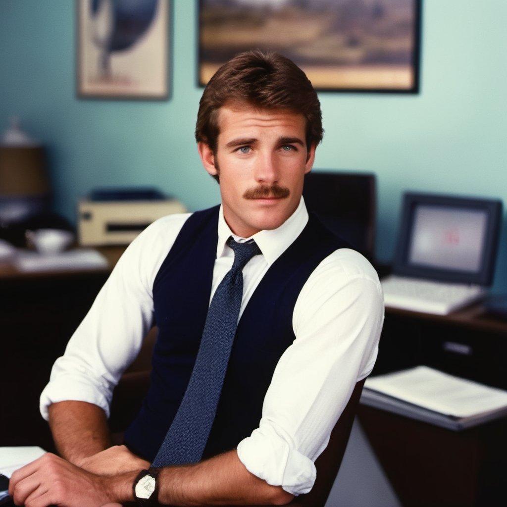 handsome man, corporate, CEO, suit and tie, salesman, young, hot, short hair, hairy, arm hair, chest hair, male model, 1980s, the office, stubble, facial hair, Al Parker, dunder mifflin, freckles, loser, sleazy, youthful, 24 years old, LOMO effect, bachelor,

8k, 4k, cinematic lighting, very dramatic, very artistic, soft aesthetic, realistic, masterpiece, ((perfect anatomy): 1.5), best resolution, maximum quality, UHD, life with detail, analog, cinematic moviemaker style