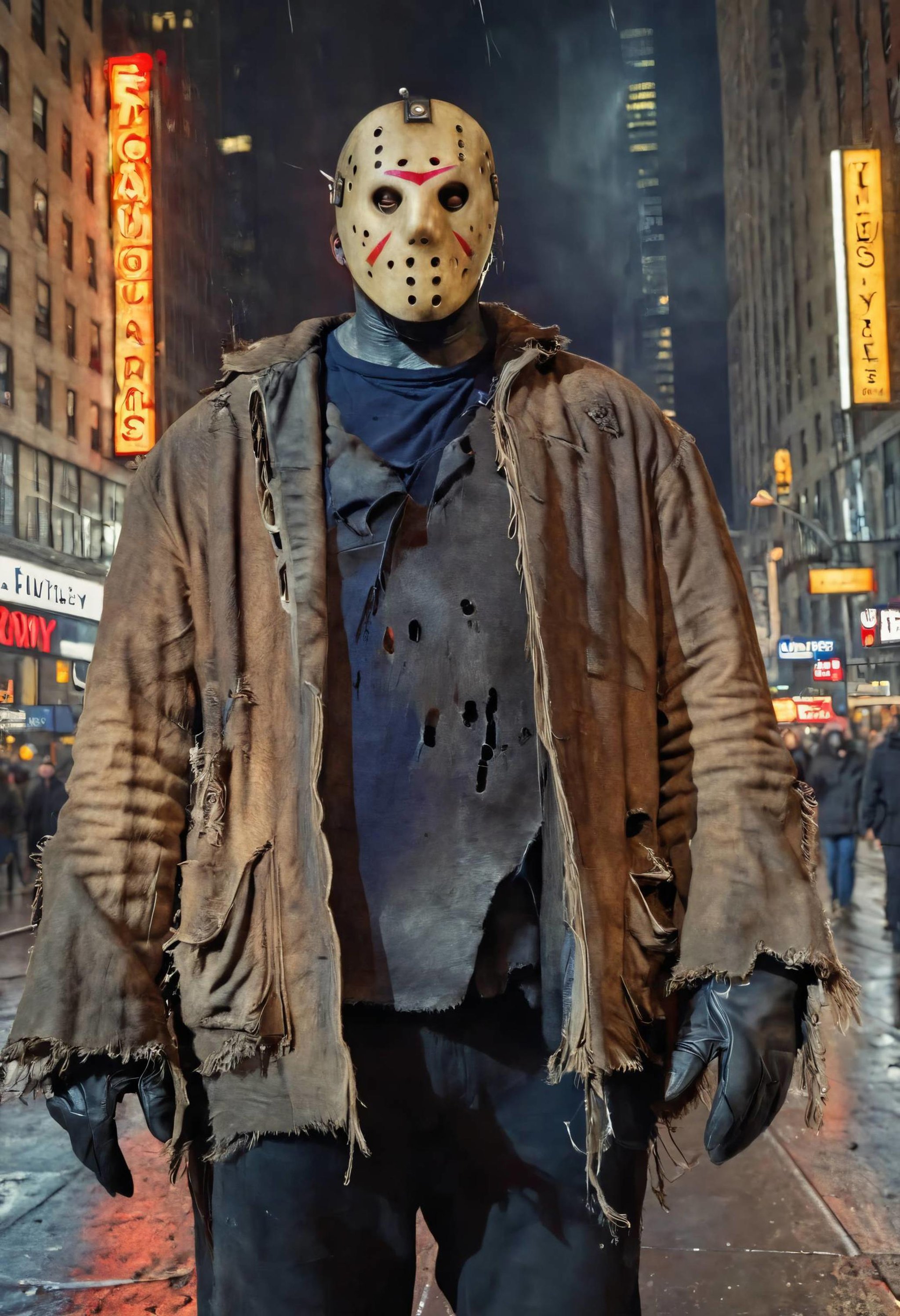 jasonvs standing in the Times Square at night, uhd, hdr, 8k, absurdres, film grain, shot with Sony FE 24mm f/1.4, <lora:jasonvs:1>, <lora:offset_0.2:0.4>