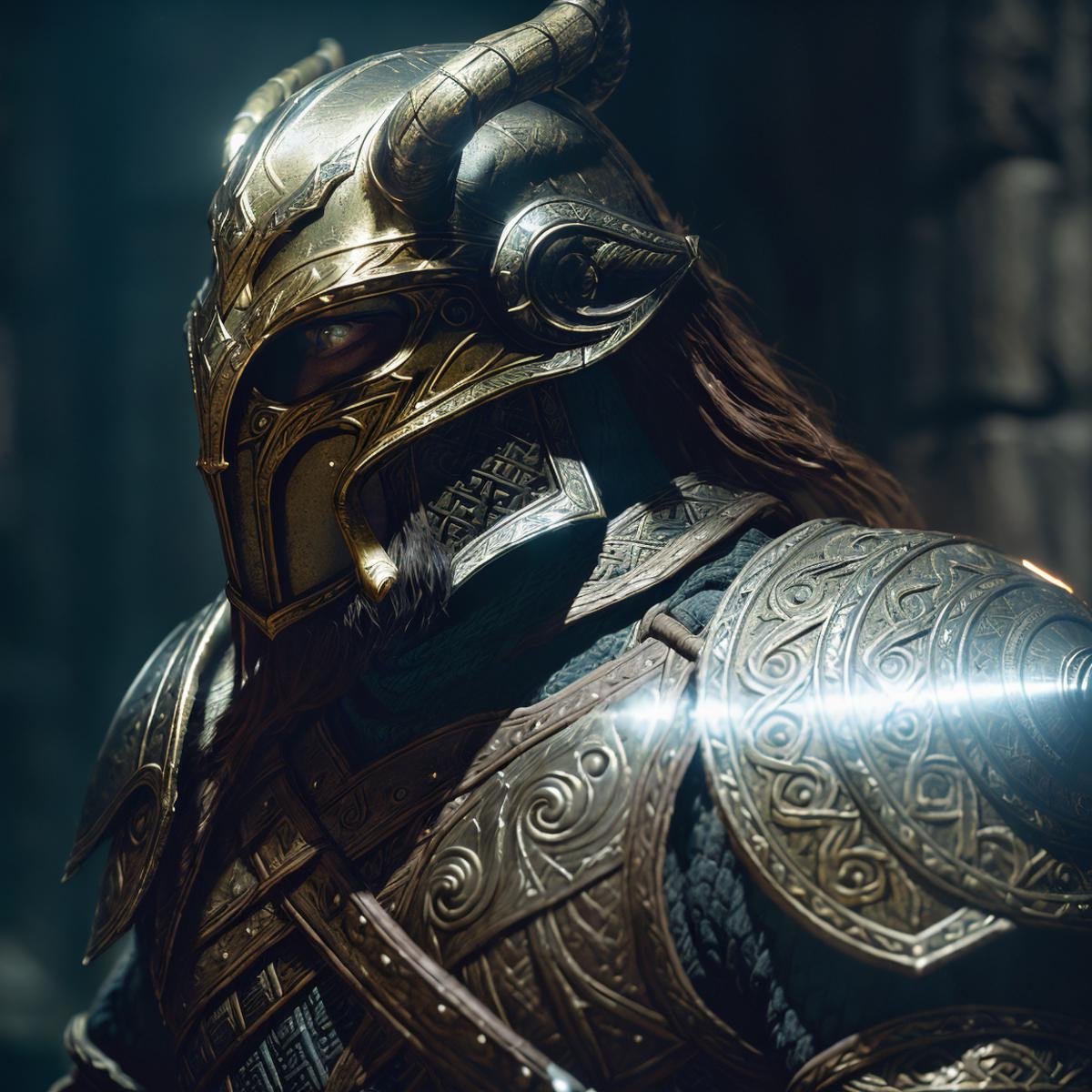 Masterpiece, best quality, cinematic film still, of (the Dragonborn from Skyrim, walking towards camera), muscular, [medieval|dark fantasy]_\(setting\), (wearing full set of ornate ebony armor, helmet), (male), dramatic lighting, Skyrim box art, lifelike textures, (photorealism:1.1), RTX, (backlighting:0.8), vivid details, shallow depth of field, photographed on a Canon EOS-1D X Mark III, 50mm prime F/2.8 lens, sharp focus, (hyperdetailed, intricately detailed), HDR, 8k, cinestill 800, particle effect, (Norse|Viking), 8mm film grain