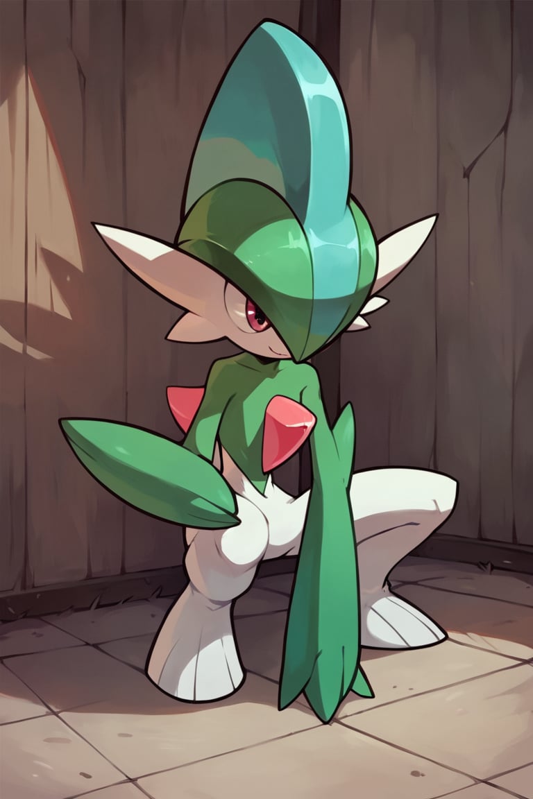 Score_9_up,score_8_up,score_7_up,score_tag,/Pokemon/,Gallade,Gopn1k,squat,1boy,solo