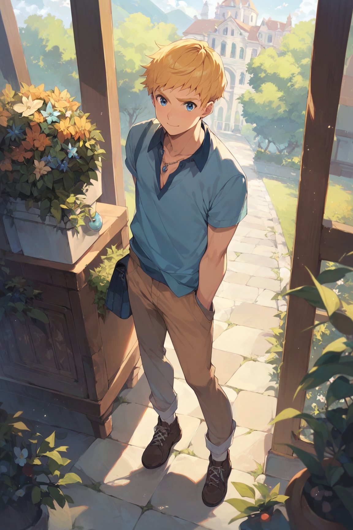 score_9, score_8_up, score_7_up, cute, masterpiece, best quality, best aesthetic, 1boy, male focus, full_body ,climb, blonde hair, blue eyes, short-hair, 