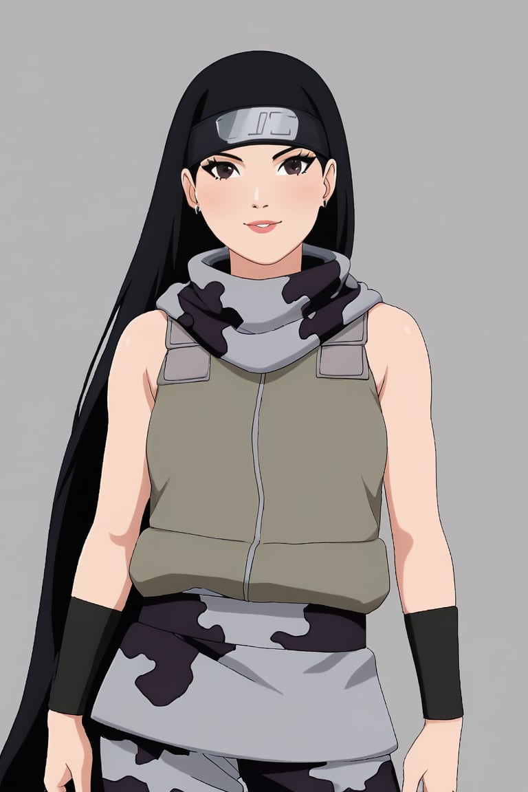 k1ntsuch1NC, black hair, long hair, black eyes, bandana, camouflage clothing, score_9