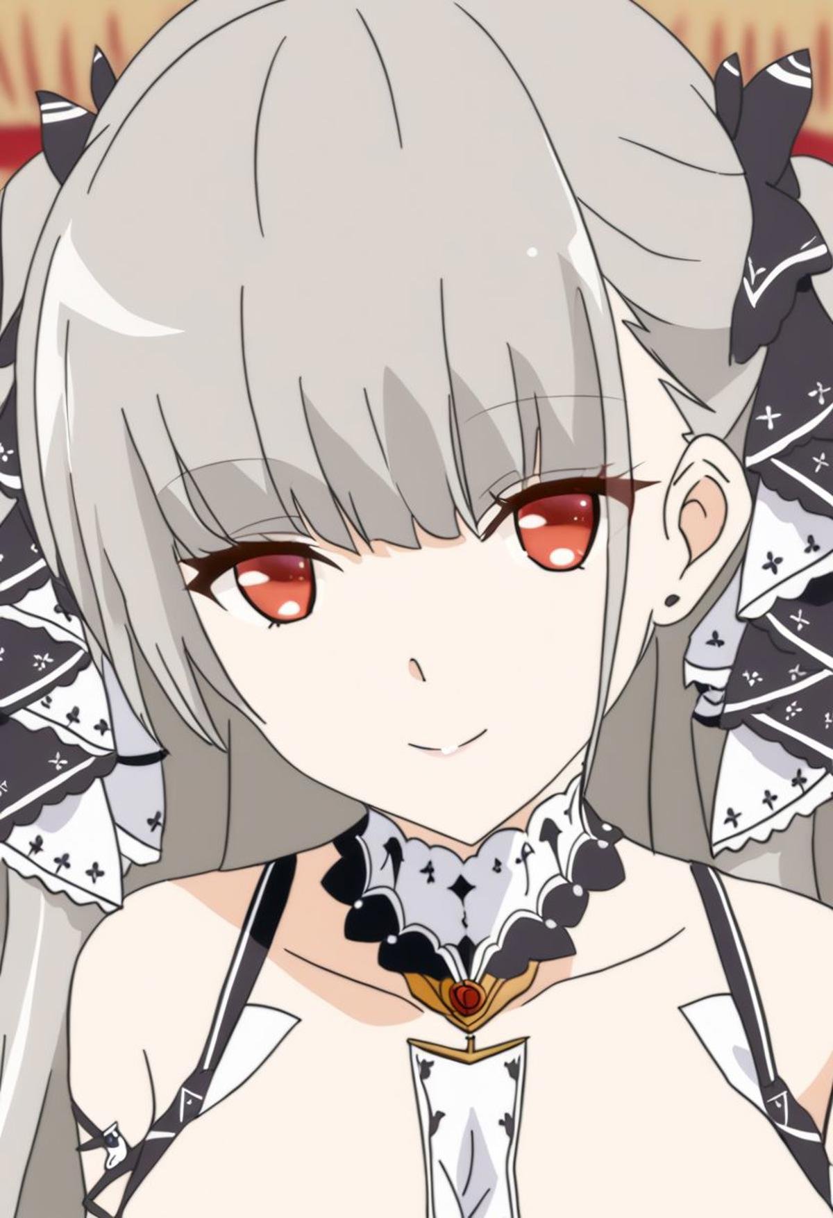 Azur Lane Slow Ahead Style, 1girl, solo, Formidable from Azur Lane, portrait, above eye level, elegant smile, looking at the viewer, festival, masterpiece