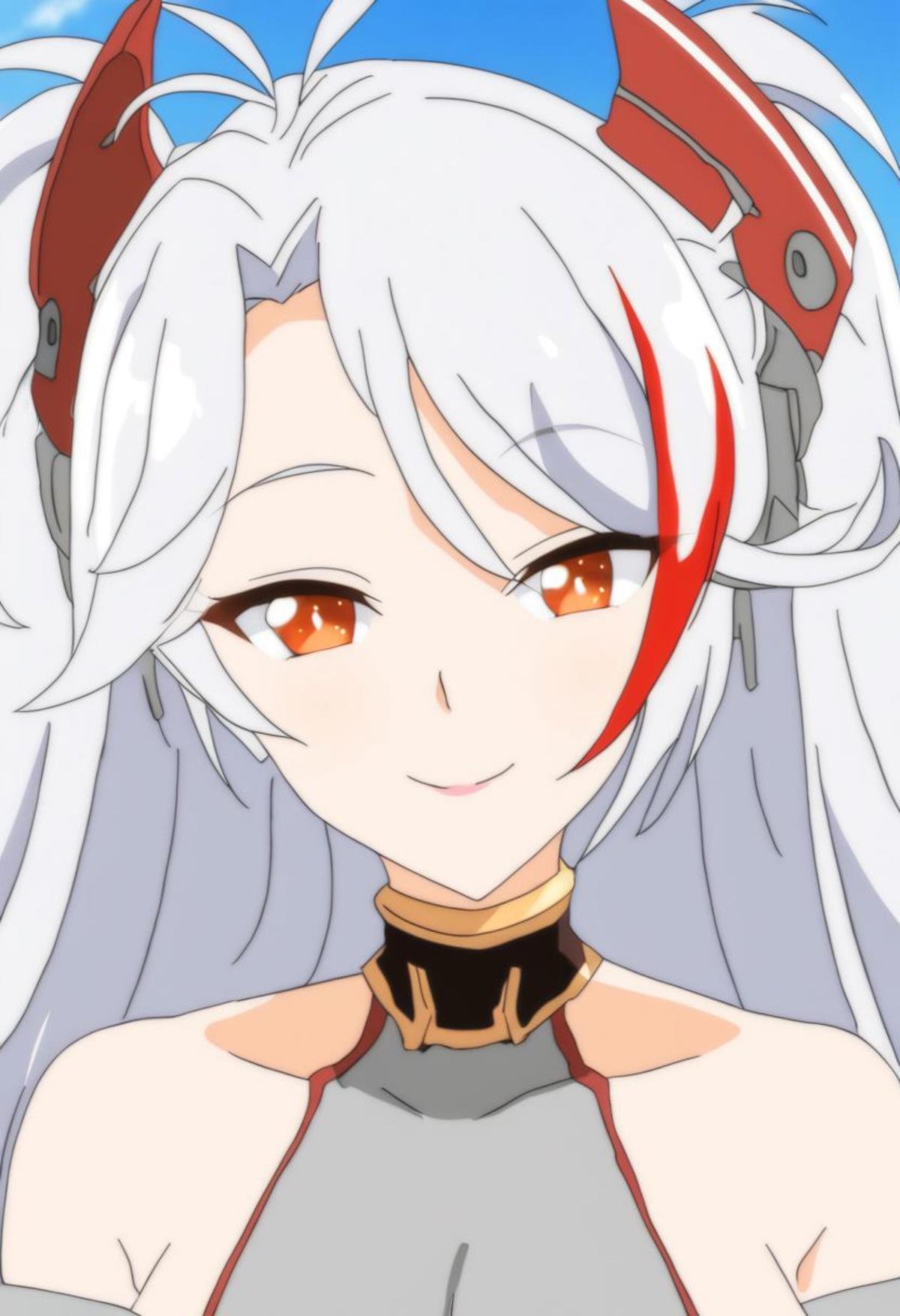 Azur Lane Slow Ahead Style, 1girl, solo, Prinz Eugen from Azur Lane, portrait, above eye level, elegant smile, looking at the viewer, festival, masterpiece