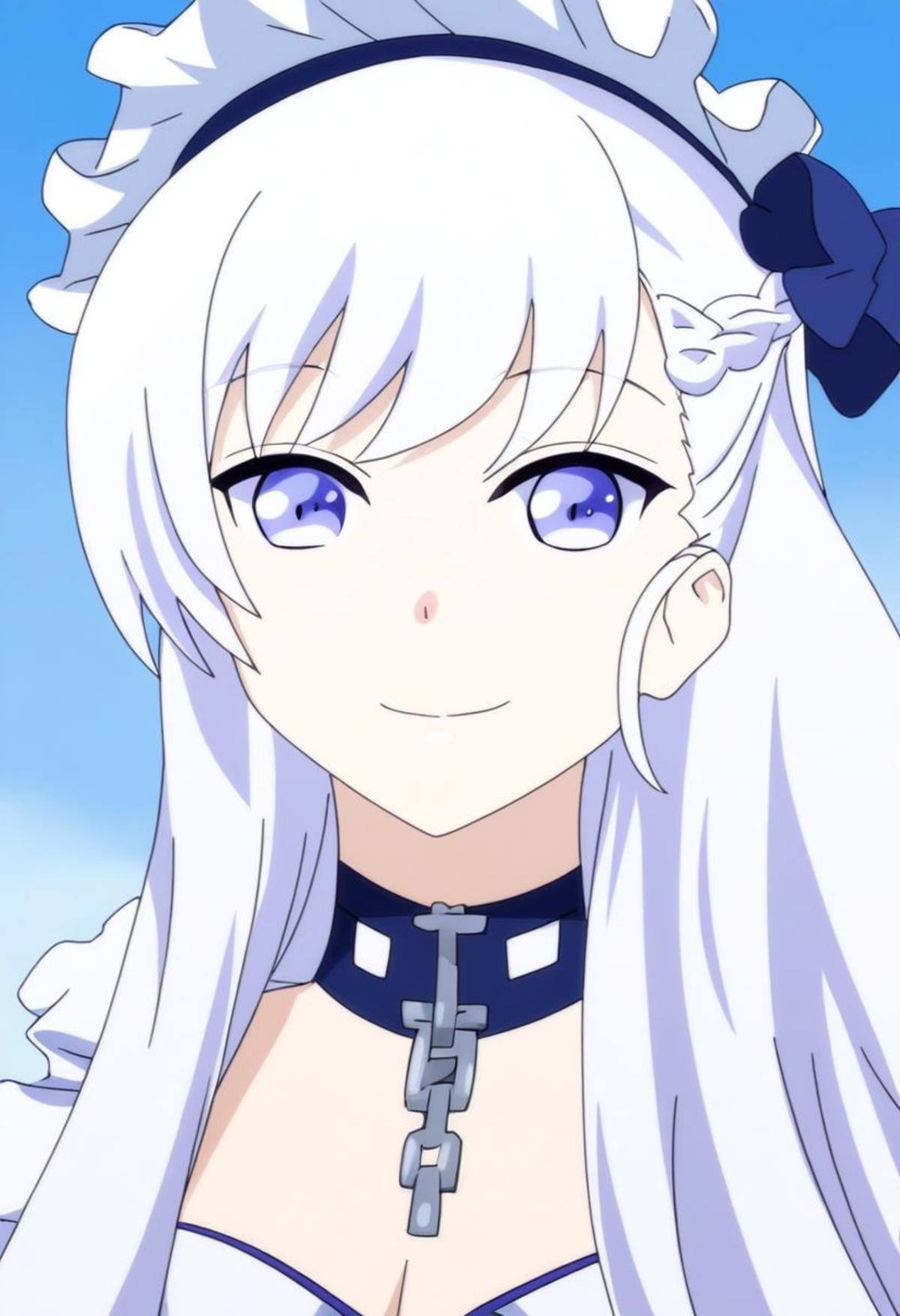 Azur Lane Slow Ahead Style, score_9, source_anime, 1girl, solo, Belfast from Azur Lane, portrait, above eye level, elegant smile, looking at the viewer, festival