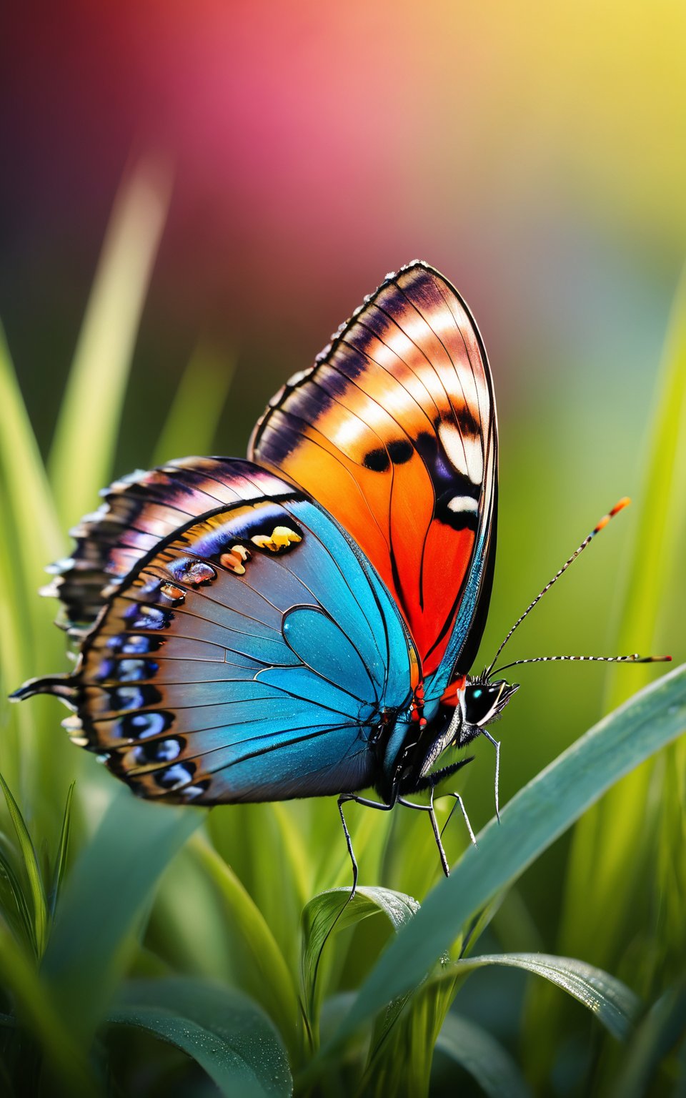 (best quality,8K,highres,masterpiece), ultra-detailed,photorealistic,macro photography, depth of field,grass,colorful,butterfly,plant
