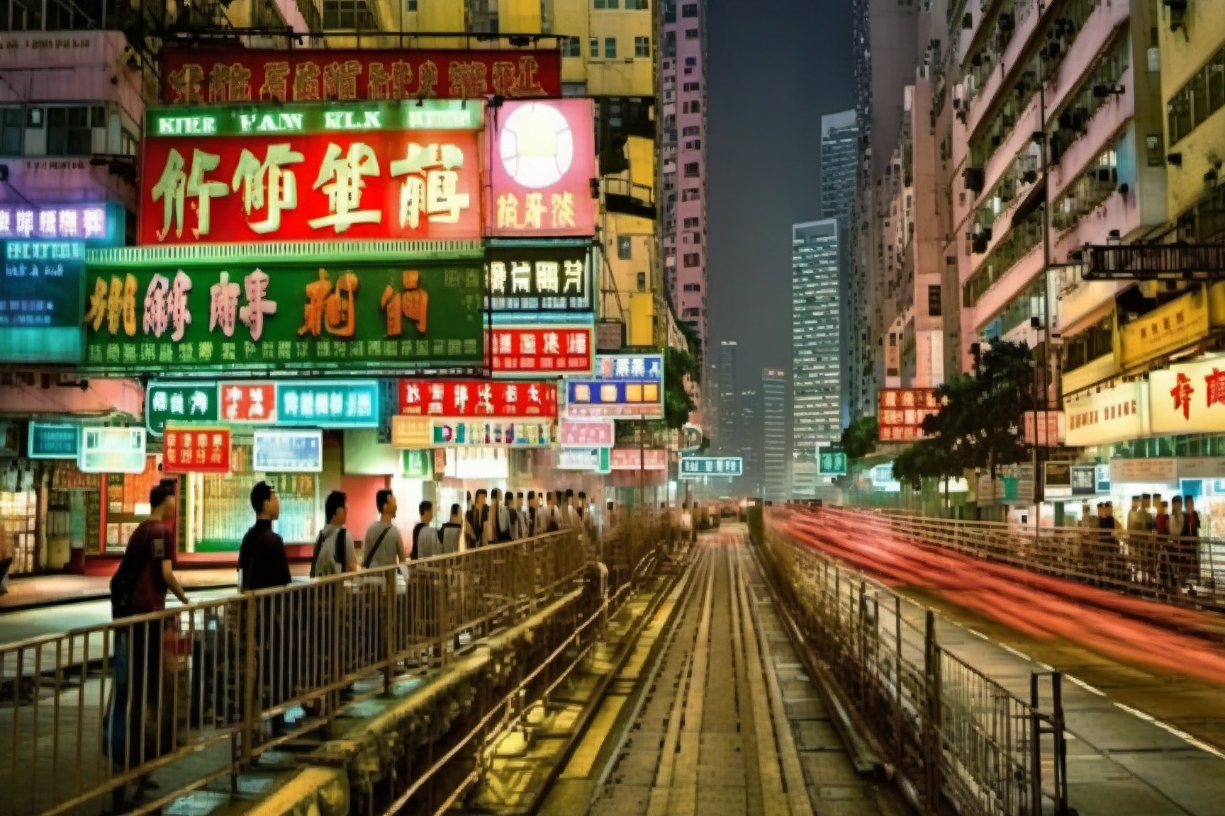 masterpiece, high quality, realistic aesthetic photo ,(HDR:1.2), hong kong, night