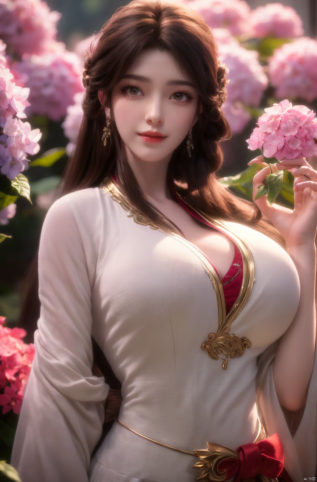  masterpiece,(best quality),cowboy shot,(good structure), dslr quality,depth of field,kind smile,looking_at_viewer,dynamic pose,xhuolinger,(big breasts:1.23),xtianqiong,xyunluo,x-hydrangea, ty-hd