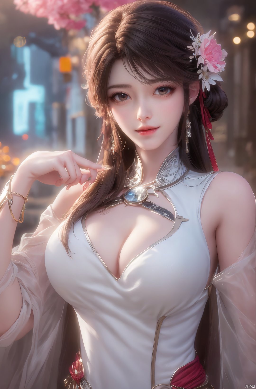  masterpiece,(best quality),cowboy shot,(good structure), dslr quality,depth of field,kind smile,looking_at_viewer,dynamic pose,xhuolinger,(big breasts:1.23),xtianqiong,xyunluo,x-hydrangea, ty-hd,girl