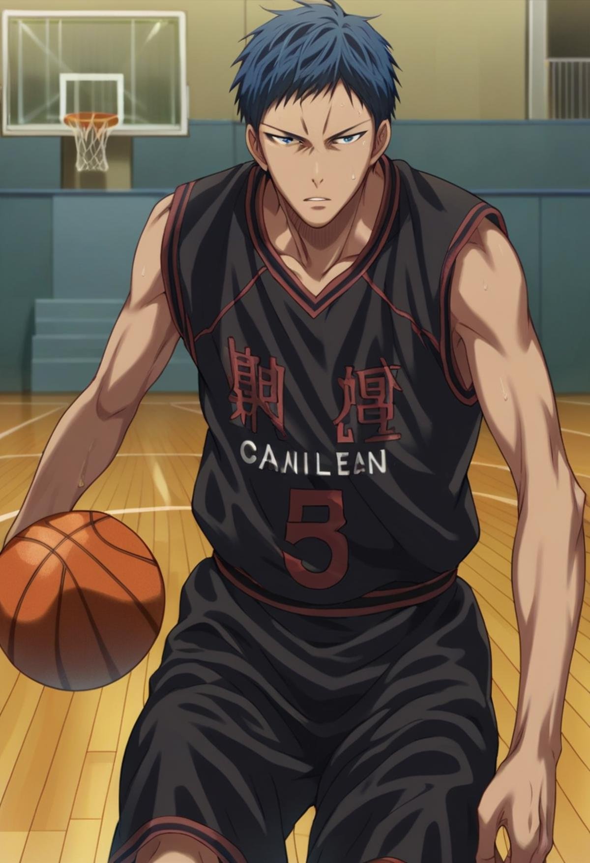 score_9, score_8_up, score_7_up, score_6_up, detailed, ,source_anime, male focusdaiki aomine, blue hair, blue eyes, basketball, black sportwear, basketball uniform<lora:EMS-403139-EMS:1.000000>