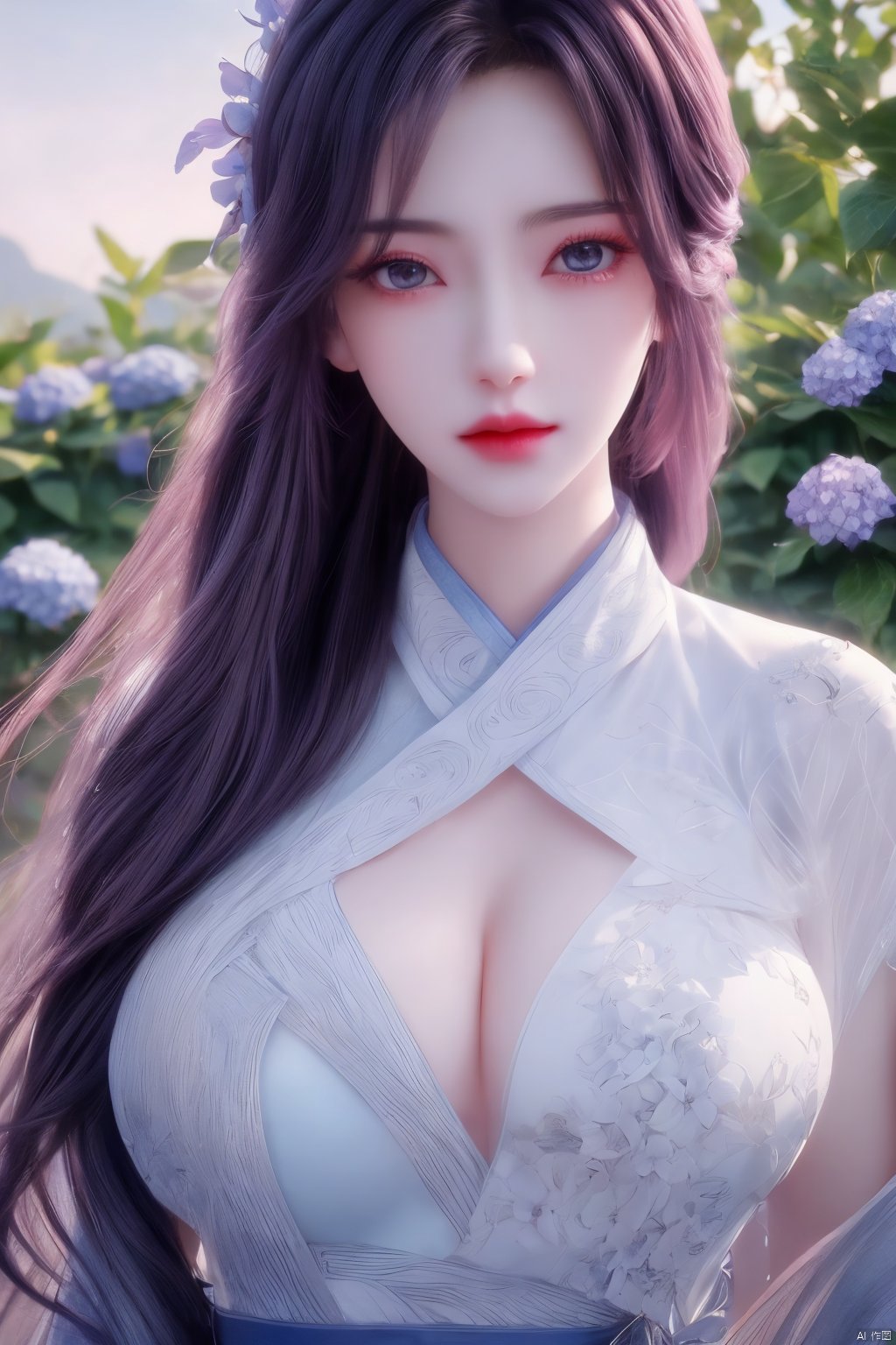 1girl, solo,(8k, raw photo, best quality, masterpiece:1.2), ,upper body,Xyunxi, ty-hd,, (big breasts:1.19), ,xyunxi,x-hydrangea, desert_sky, hanfu