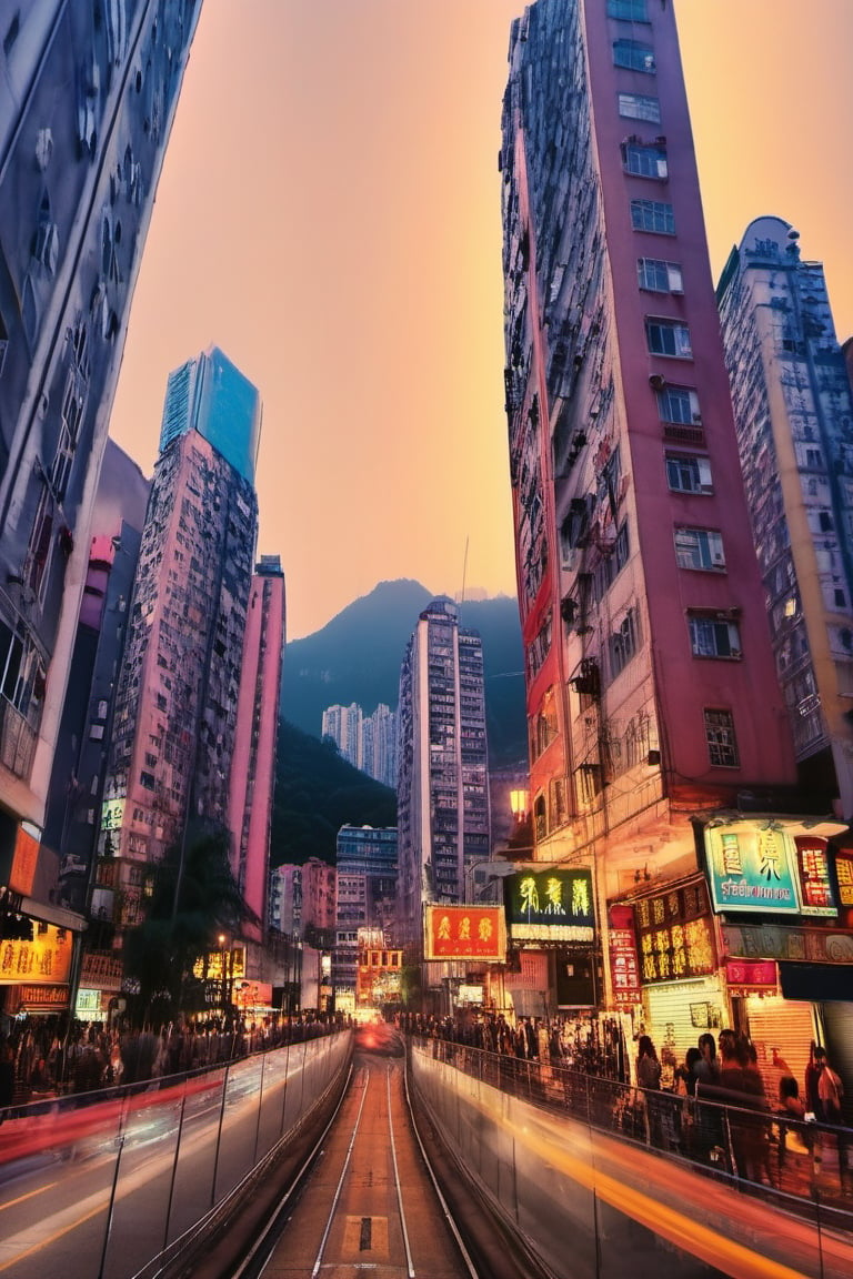 masterpiece, high quality, realistic aesthetic photo ,(HDR:1.2), hong kong, night