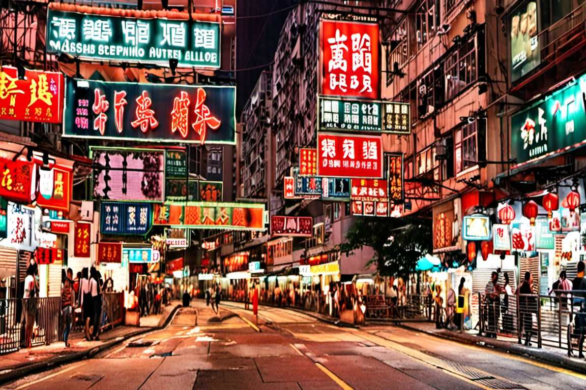 masterpiece, high quality, realistic aesthetic photo ,(HDR:1.2), hong kong, girl on the street