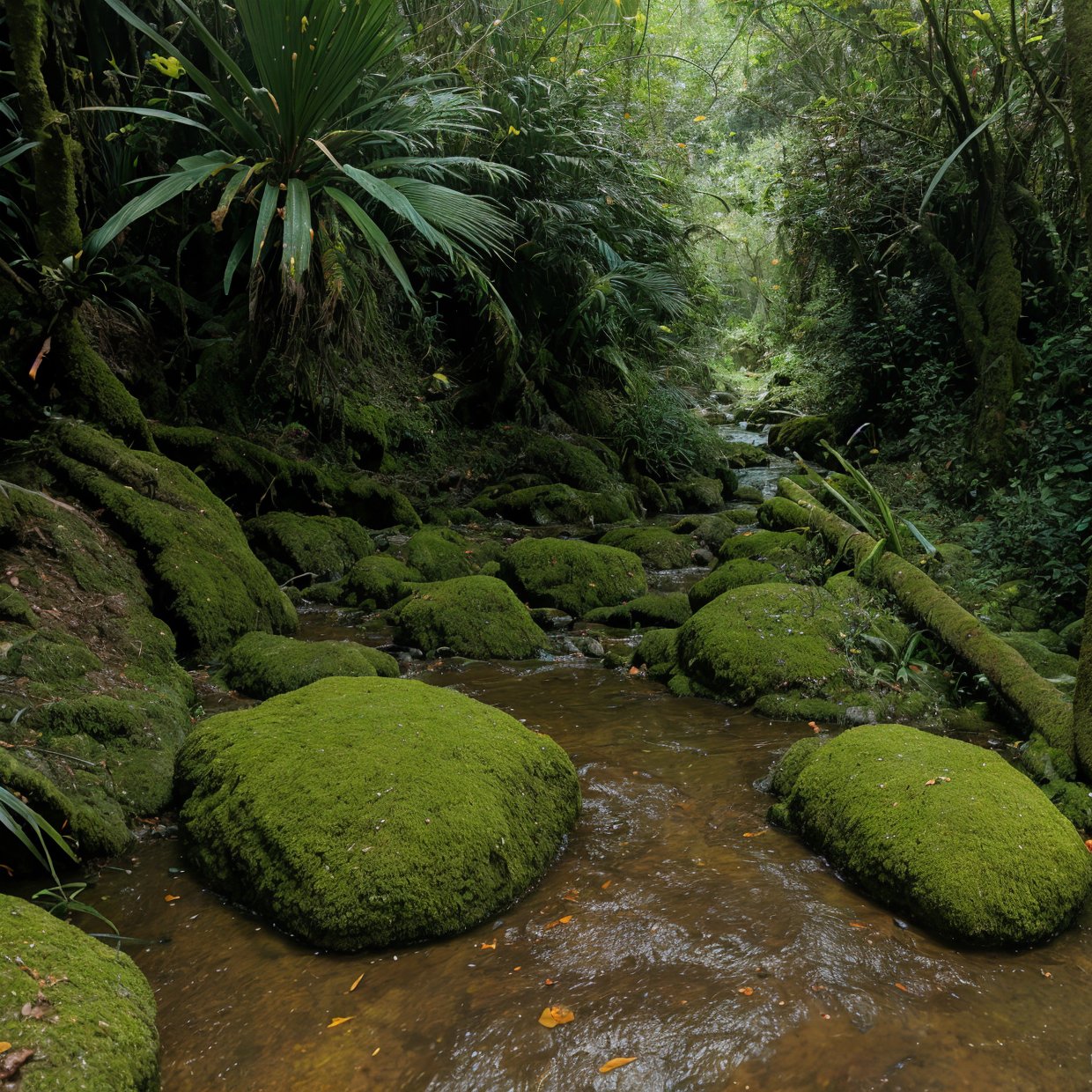 a small arroyo passing through a damp ground, detailed rock formations, mossy banks, lush greenery, sunlight filtering through the trees, serene atmosphere, realistic, photorealistic, photo-realistic:1.37, (best quality,4k,8k,highres,masterpiece:1.2),ultra-detailed, vivid colors, natural lighting, atmospheric, tranquil, picturesque landscape, intricate details, stunning scenery,girl