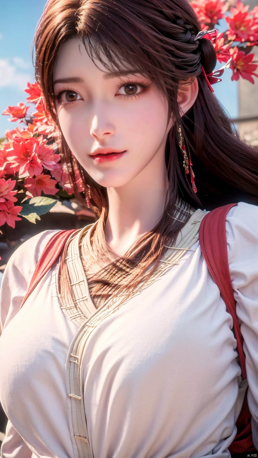  masterpiece,(best quality),cowboy shot,(good structure), dslr quality,depth of field,kind smile,looking_at_viewer,dynamic pose,xhuolinger,(big breasts:1.29),xtianqiong,xyunluo,x-hydrangea, ty-hd,Xhuolinger