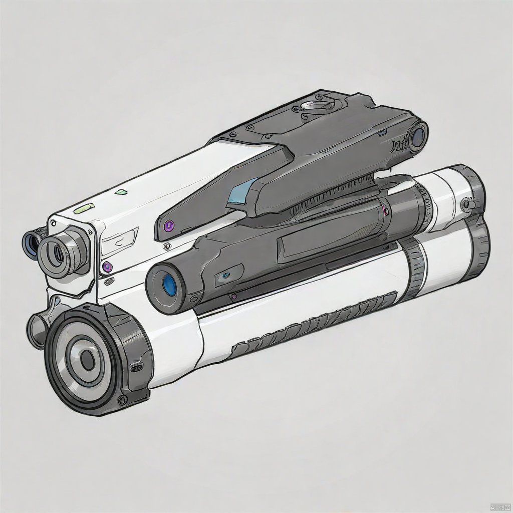 A gun, concept design, rifle, illustration black and white colouring, screws, line drawing, product design sketches, loli