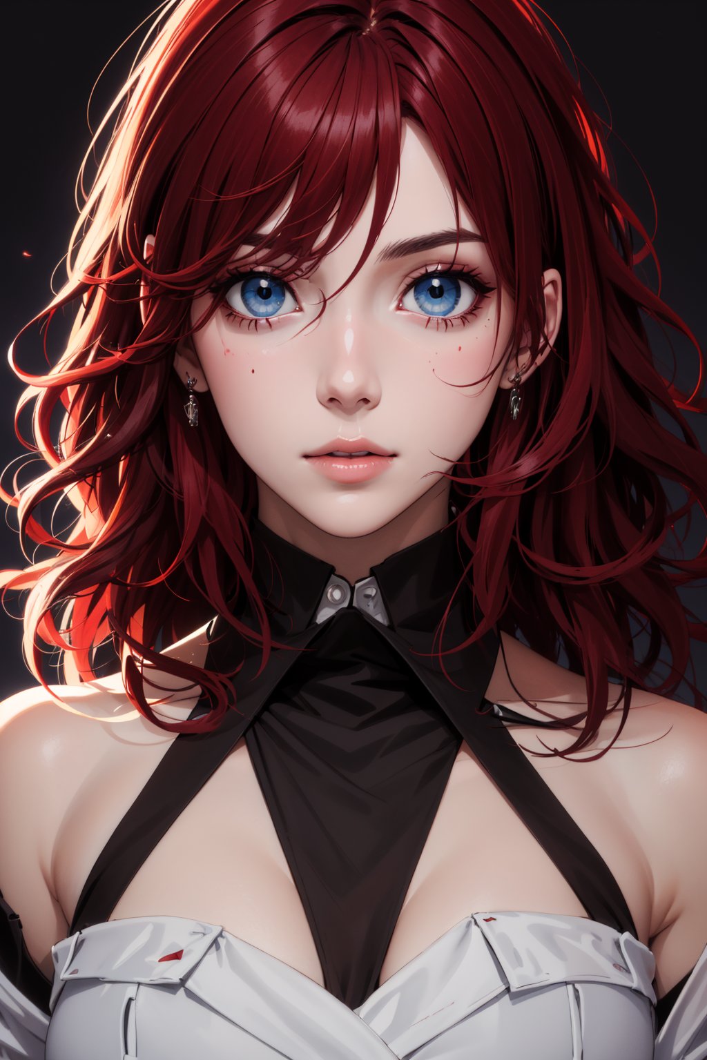 score_9, score_8,score_7, (masterpiece),(beautiful face and eyes),hair between eyes,wavy hair, black-hair,full_body, red_hair