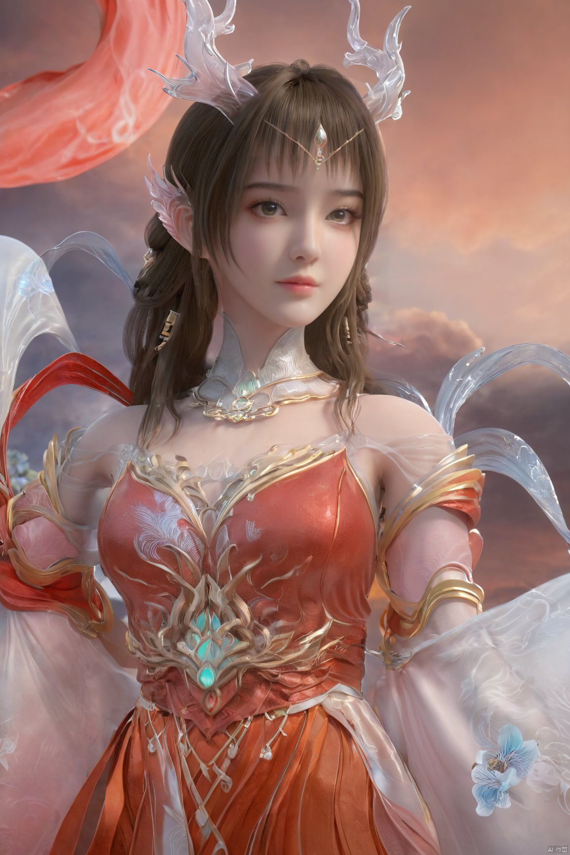 masterpiece,best quality,official art,extremely detailed CG unity 8k wallpaper,1girl, upper body,chinese clothes, above clouds, asteroid, spacecraft,Xyunluo,(big_breasts:1.59),(Hydrangea,X-Hydrangea),Xlimuwan, Water_butterfly,Xcheongsam, desert_sky,girl,depth of field, 1 girl,Xtianqiong,Xbaihehuai, X-Hydrangea, song_hanfu,hanfu, traditional chinese ink painting