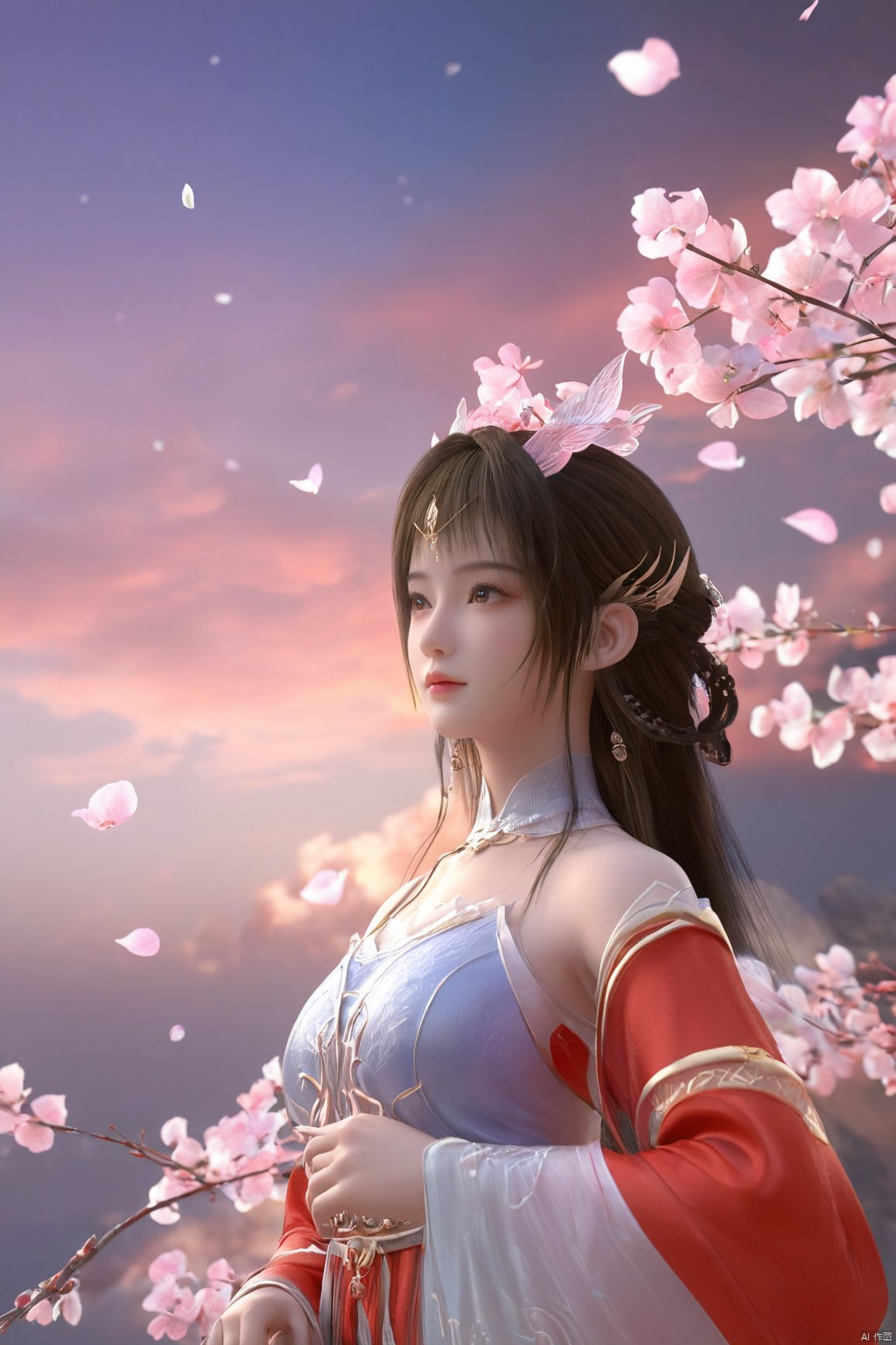 masterpiece,best quality,official art,extremely detailed CG unity 8k wallpaper,1girl, upper body,chinese clothes, above clouds, asteroid, spacecraft,Xyunluo,(big_breasts:1.39),(Hydrangea,X-Hydrangea),Xlimuwan, Water_butterfly,Xcheongsam, desert_sky,girl,depth of field, 1 girl,Xtianqiong,Xbaihehuai, X-Hydrangea, song_hanfu,hanfu