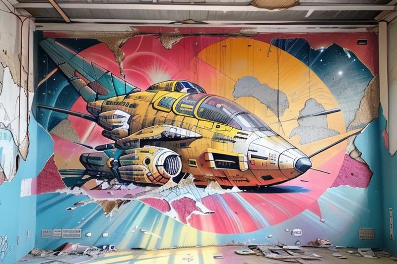Science fiction pastiche Mural by Roy Krenkel