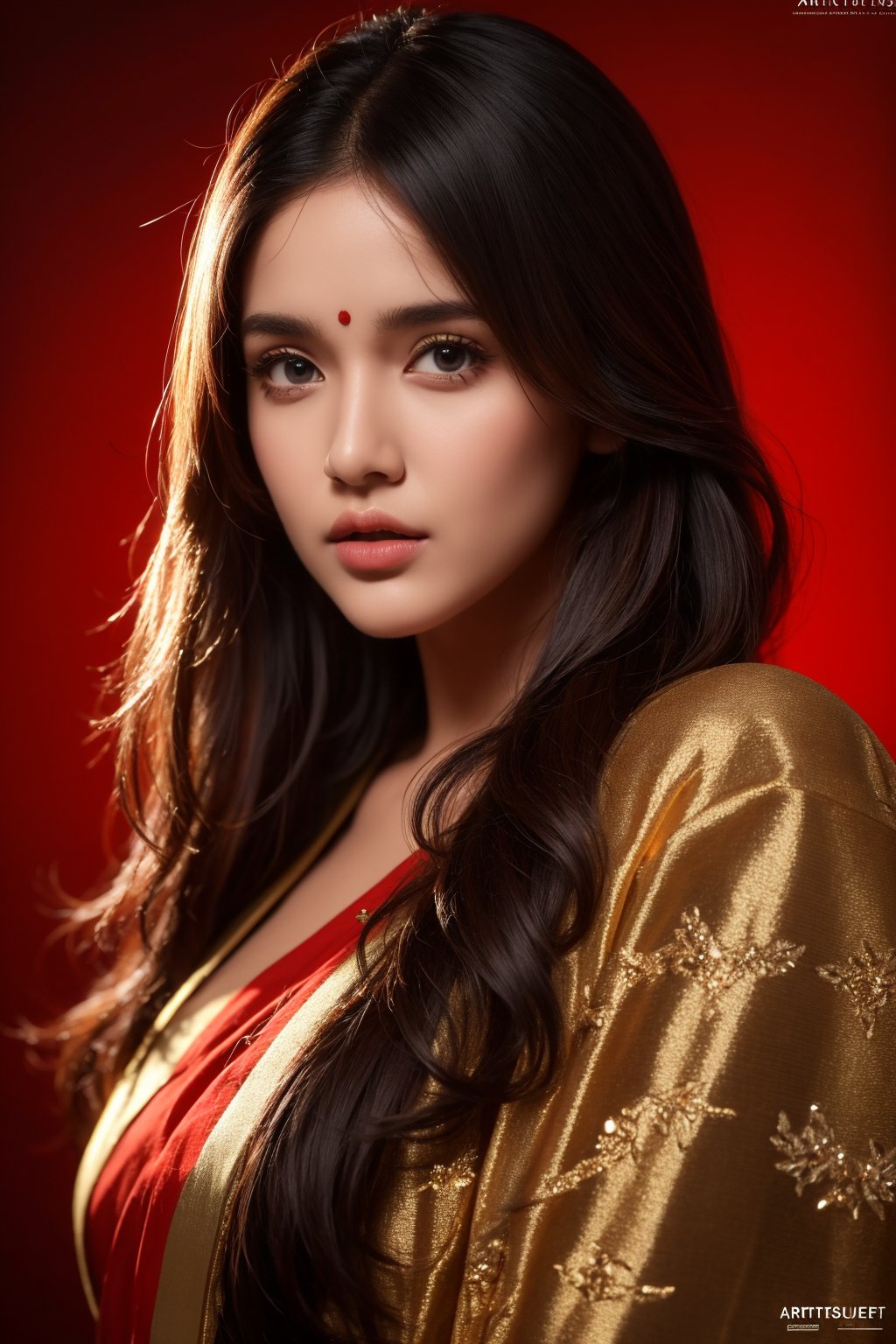 
A confident-looking indian with long flowing hair, looking at viewer,hazel eyes, cyber background blue and red light, perfect composition, hyperrealistic, super detailed, 8k, high quality, trending art, trending on artstation, sharp focus, studio photo, intricate details, highly detailed,