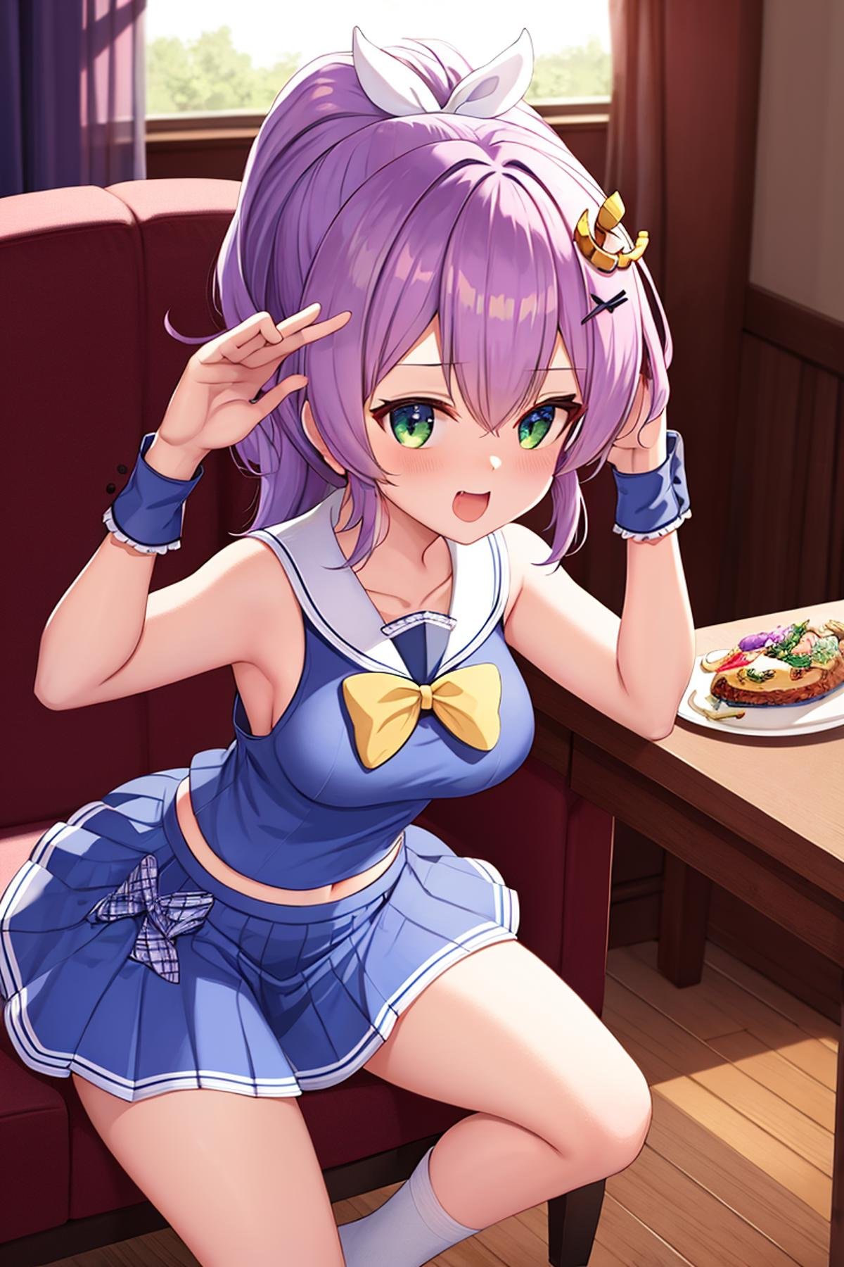 <lora:javelin_v3.0:0.8>, javelin\(azur lane\), \(let's_become_waitresses!\), working clothes,from above, dining room, masterpiece, best quality, extremely detailed face, sharp details, high contrast,