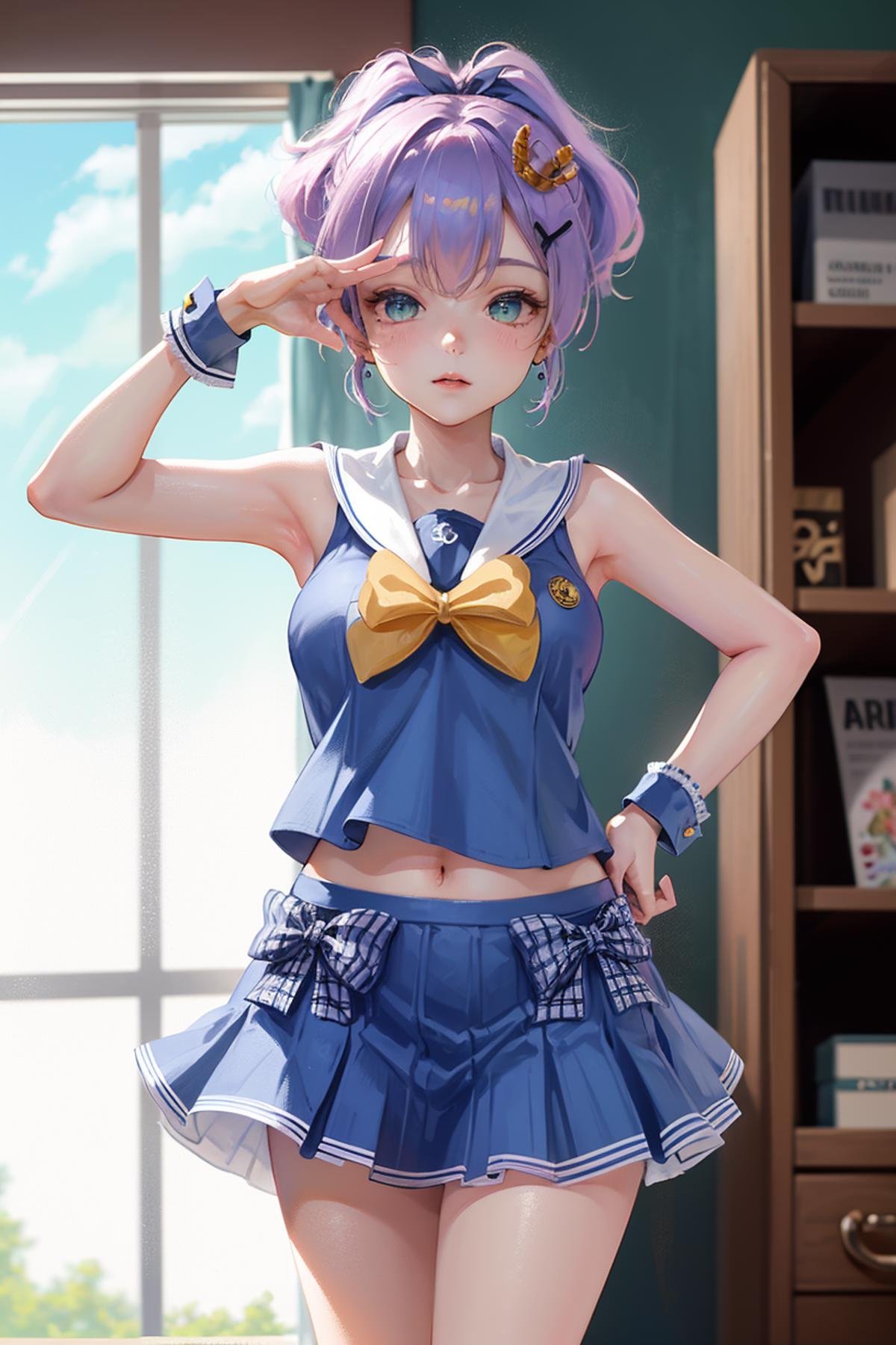 <lora:javelin_v3.0:0.8>, javelin\(azur lane\), \(let's_become_waitresses!\), working clothes,cafeteria,from above,, masterpiece, best quality, extremely detailed face, sharp details, high contrast,