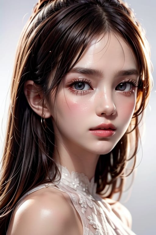 Generate a beauty avatar, she is beautiful, with beautiful facial features, gazing at the audience, detailed skin texture, movie lighting, realistic, milky white background
realistic ,beauty,masterpiece,best quality,dd,Young beauty spirit ,abg 