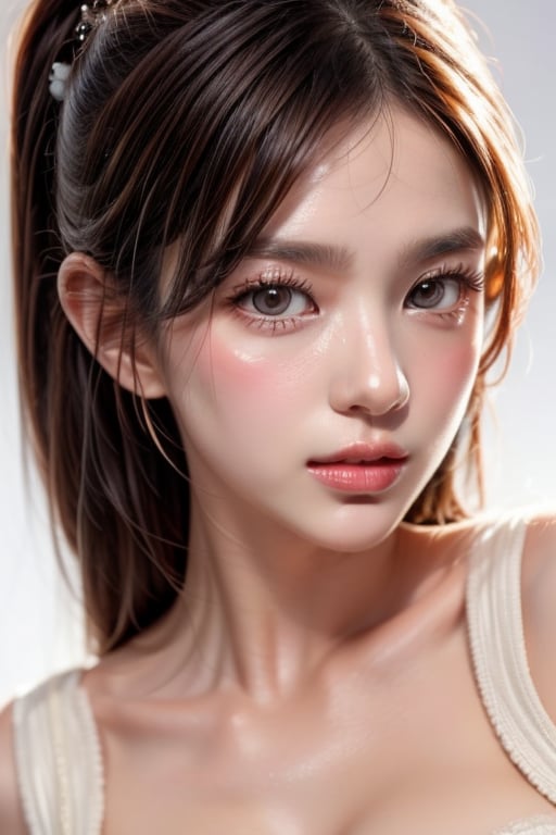 Generate a beauty avatar, she is beautiful, with beautiful facial features, gazing at the audience, detailed skin texture, movie lighting, realistic, milky white background
realistic ,beauty,masterpiece,best quality,dd,Young beauty spirit ,abg 