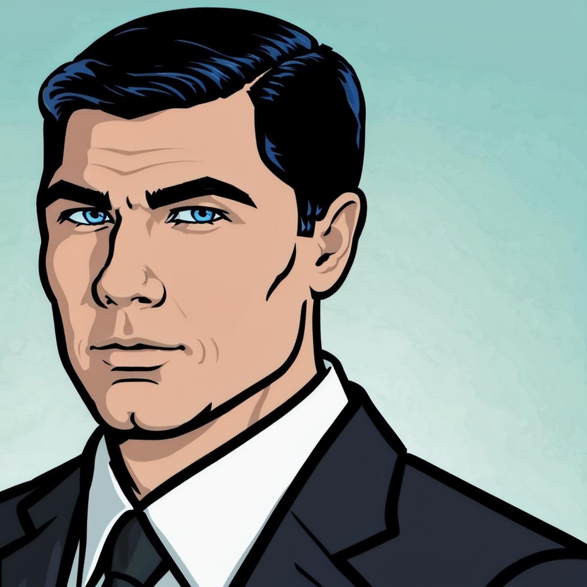 cartoon of archerfx <lora:archerfx-v1:0.7>, male, blue eyes, slim