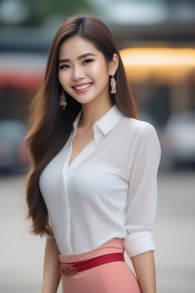 vietnamese woman, (fashion model:0.8), long hair, laughy smile, sexy clothed, fully dressed, curve, photo real, ultra high definition, UHD, ultra high resolution, ultra real,Enhance,NDP,Sugar babe ,Provocative,Perfect Anything