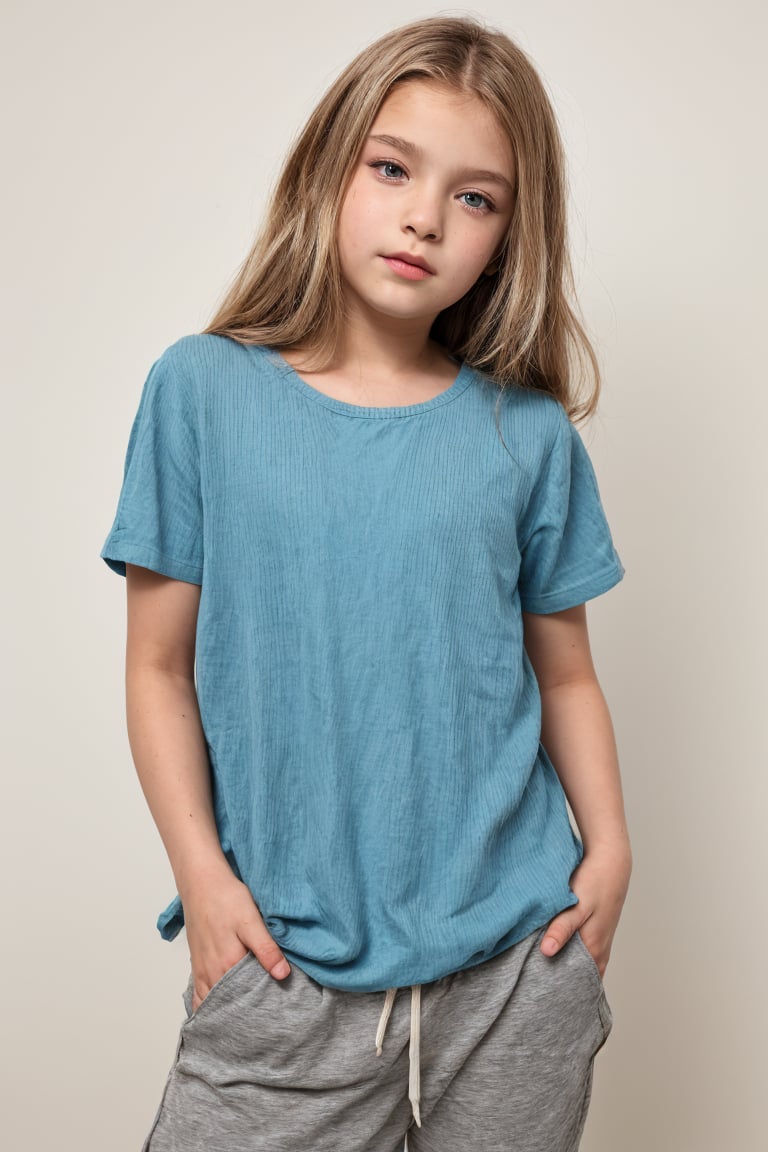 a 12 years old very young Tween In leichten Textil gehüllt, summer alluring casual wear, enthüllt die zaghaft aufkeimende Weiblichkeit, während die sanften Rundungen behutsam betont werden. alluring tween girl By David Dubnitskiy