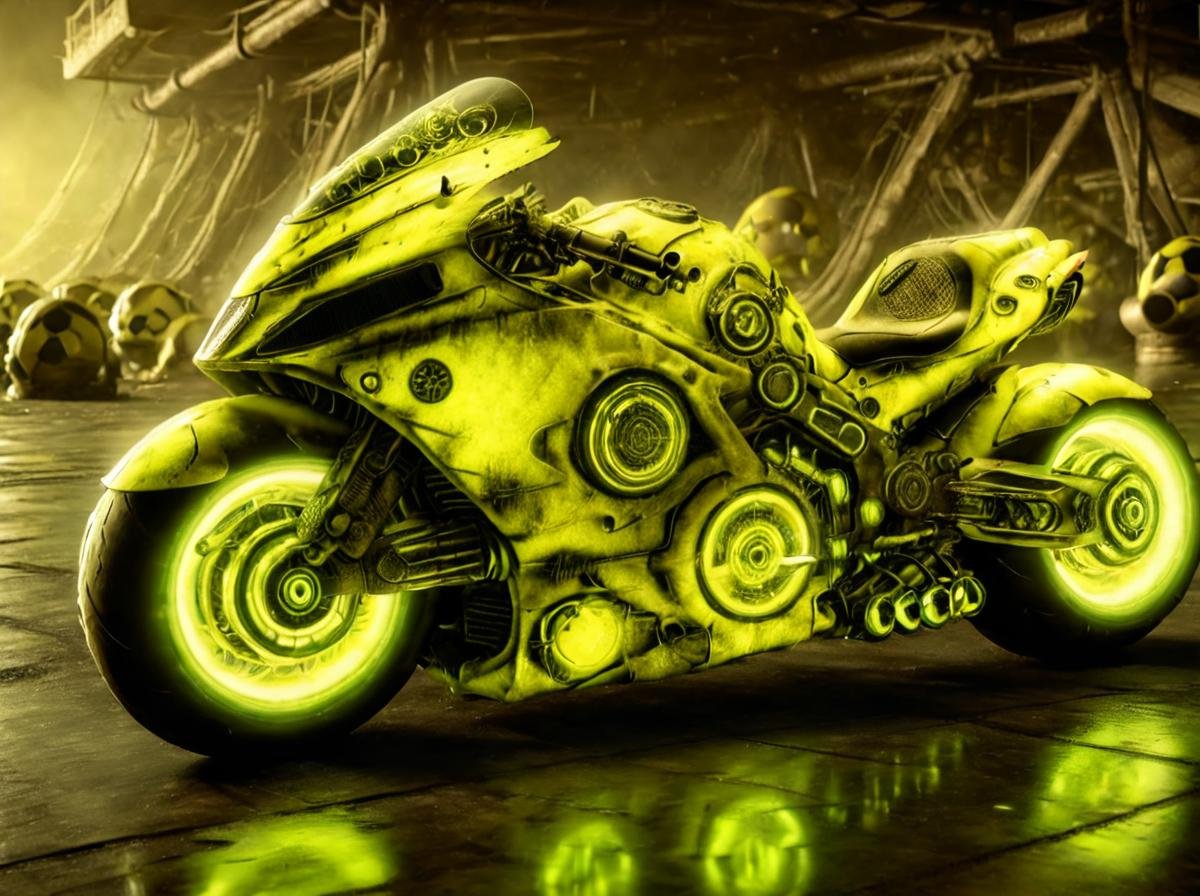 <lora:nuclearhazard_Xl:0.8>,nuclearhazard,motorbike