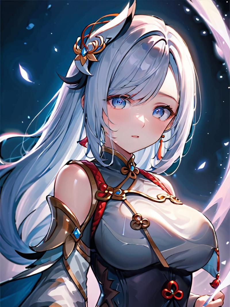 ultra-detailed,(best quality),((masterpiece)),(highres),original,extremely detailed 8K wallpaper,(an extremely delicate and beautiful),best_hand,anime,， <lora:Shenhe_xl:0.8>，1girl, (\shen he\)