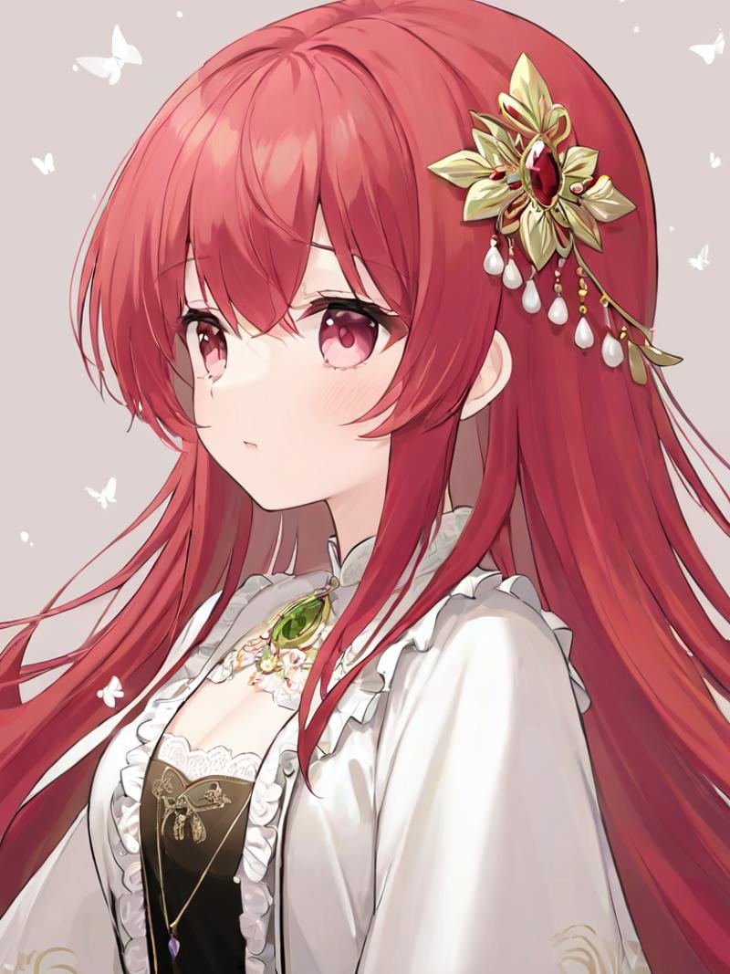 masterpiece,(highest quality),highres,(an extremely delicate and beautiful),(extremely detailed), red hair，pink hair，1gril