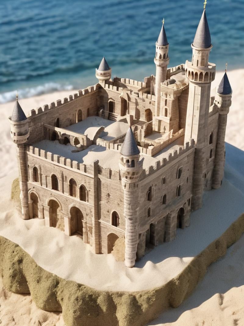 (masterpiece), (best quality), (an extremely detailed and beautiful)(Constantinople on table:1.3)(1 little castle of Constantinople on table:1.4), (Sand table, little city model:1.4), (little Castle model focus)(little castle on the table:1.3)(Wide table top, high table legs)[(Simple room background, Square wall paper):0.3]