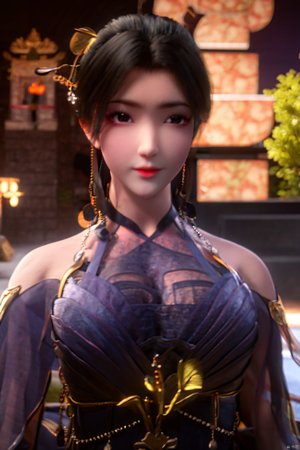  Upper body, panoramic view, exploring cherry blossom branches, fairyland, light blue elements, night, side light shining on the face,Xlujiejie,Xyunxi, Xlongnv, Yunxiao_Fairy,Xtianhu