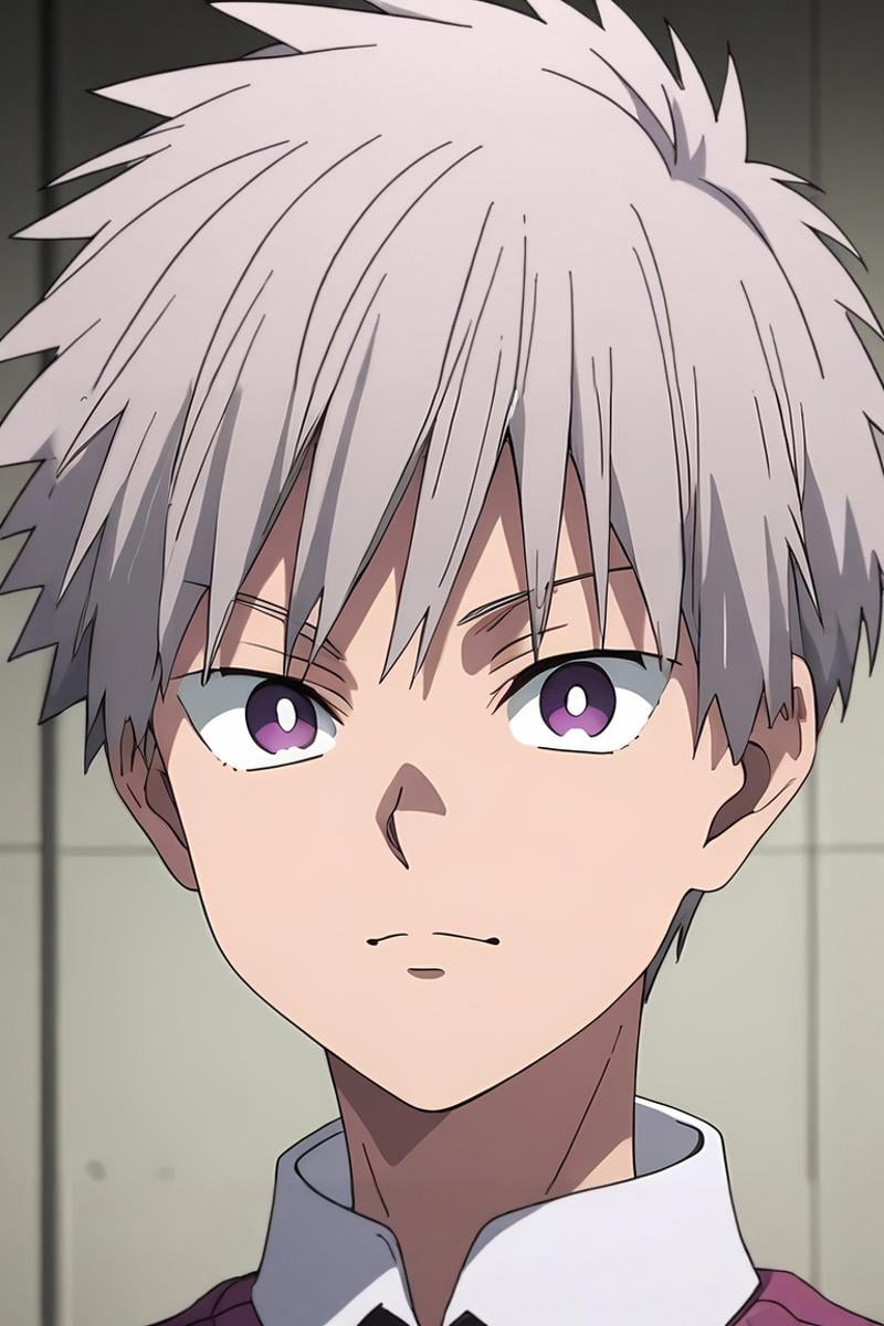 score_9, score_8_up, score_7_up, source_anime, rating_safe, , (realistic:0.6), , , 1boy, solo, male focus, <lora:shiki_tademaru_pony:1>, shiki_tademaru, grey hair, purple eyes, short hair, , , <lora:sdxl_lightning_8step_lora:1>