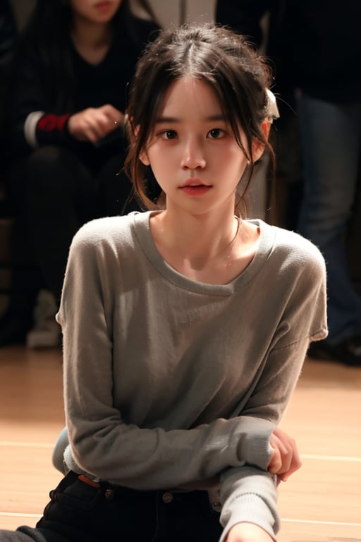 a young woman,looking at the camera,posing,ulzzang,naver fanpop,ffffound,streaming on twitch,character album cover,blues moment,style of Alessio Albi,daily wear,moody lighting,appropriate comparison of cold and warm,reality, ((asian)), ((20 years old)), ((without makeup))