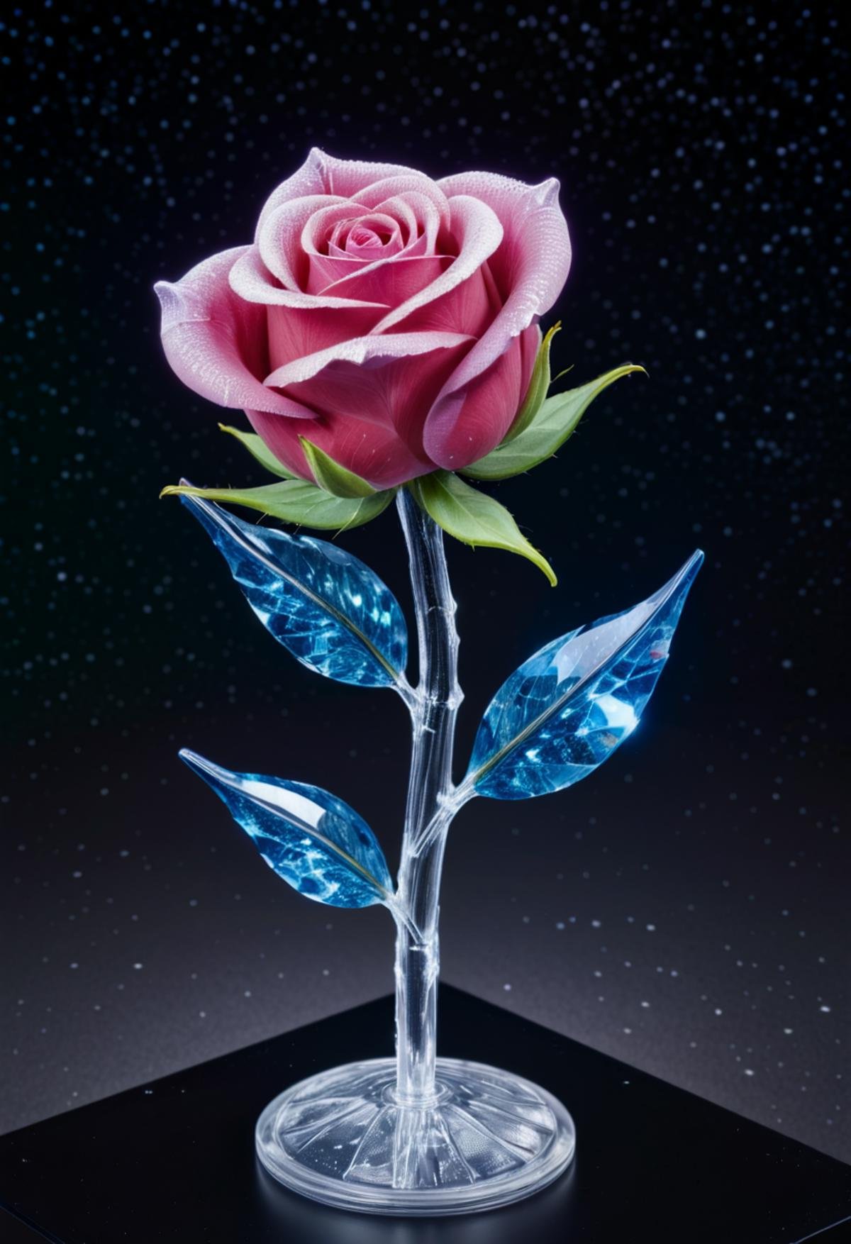 Masterpiece art of A crystal rose in space