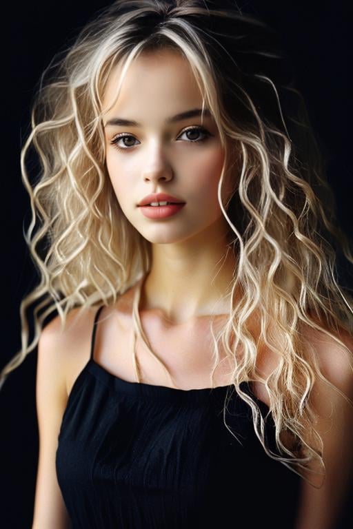 <lora:Bellissima_v2.0-000008:1>bellissima 1girl, solo,  ,1girl, black background, collarbone, dress, hair over one eye, lips, nose, parted lips, realistic, solo, tank top, teeth, solo focus,Crimped hair,Bridge,Fujicolor Pro 400H,waning light