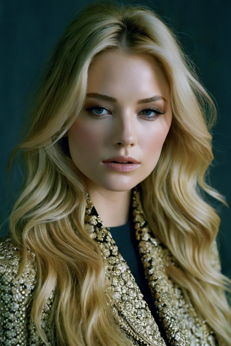 cinematic film still fashion photography portrait of ohwx woman, long blonde hair, serious expression,grainy, Fine Art & Beauty Photography â€“ Editorials & Covers, Creative Fashion | VOGUE, Harper's BAZAAR, ELLE | LA, NYC, Seattle PNW