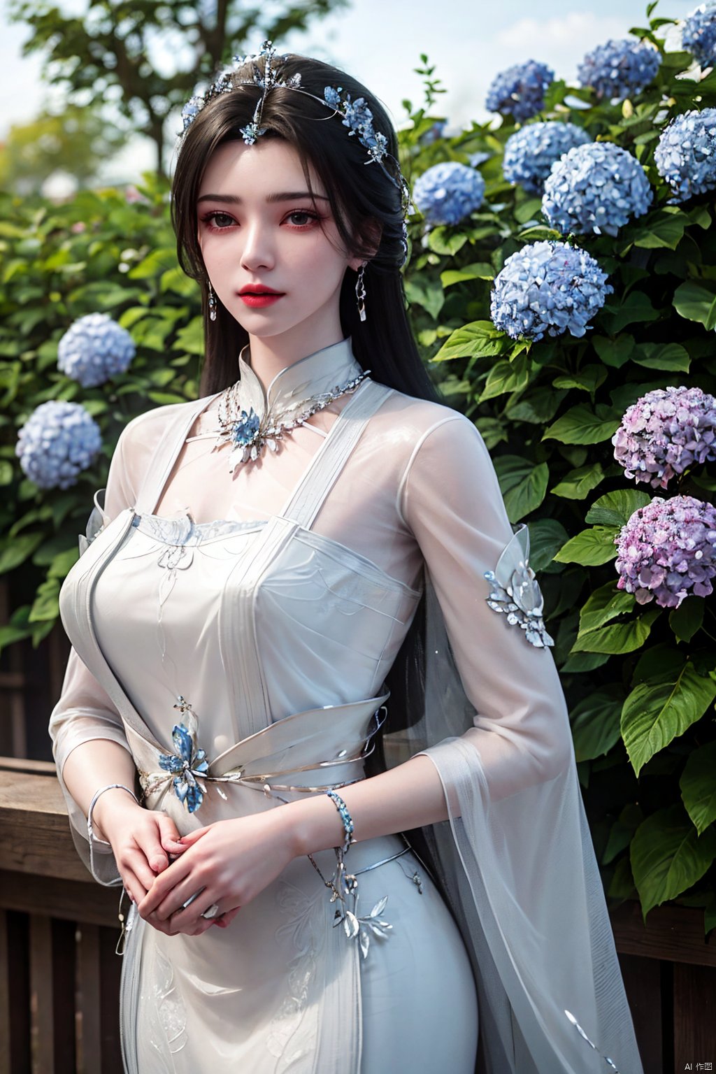  (best quality,masterpiece),Xlimuwan,1girl,solo,very long hair,looking at viewer,jewelry,closed mouth,,sunlight,(big breasts:1.23),Xlimuwan,X-Hydrangea,