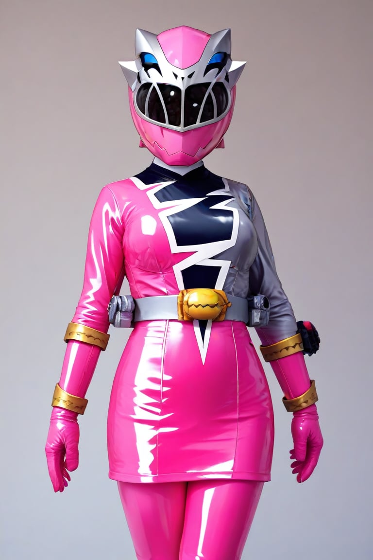 score_9, score_8_up, masterpiece, 1girl, solo,, asunapink, helmet, visor, latex, pink suit. grey suit