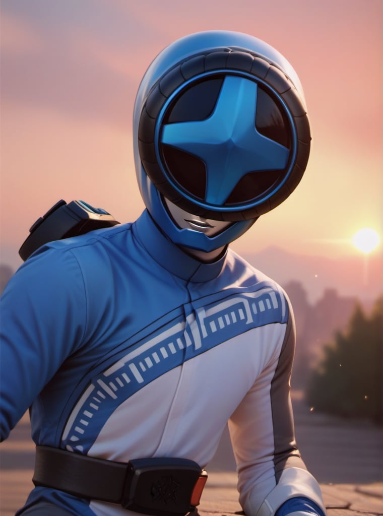  score_9, score_8_up, score_7_up, score_6_up, score_5_up, score_4_up score_9,score_8_up, 1boy, bunblue, neutral expression, blue bodysuit, blue helmet, silver mouth mask, blue glove, white glove, sky, outside, quarry, simple background 