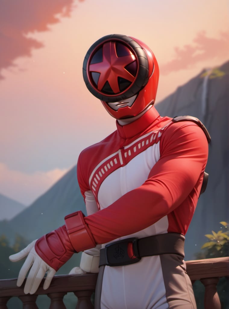  score_9, score_8_up, score_7_up, score_6_up, score_5_up, score_4_up score_9,score_8_up, 1boy, bunred, neutral expression, red bodysuit, red helmet, silver mouth mask, red glove, white glove, sky, outside, quarry, simple background 